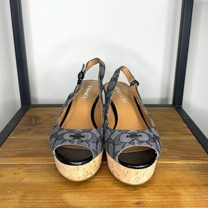 Women's Sz 8 Coach Cork Wedge Sandal in Excellent Condition